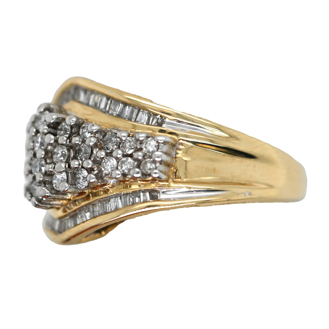 Yellow Gold Diamond Channel & Prong Set Fashion Ring