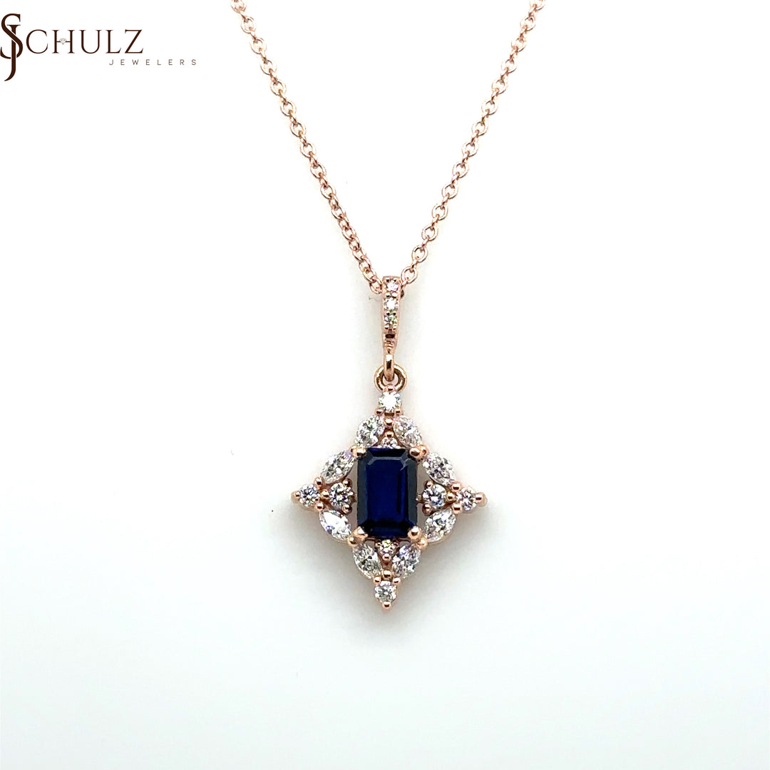 Blue Sapphire & Diamond Star Necklace