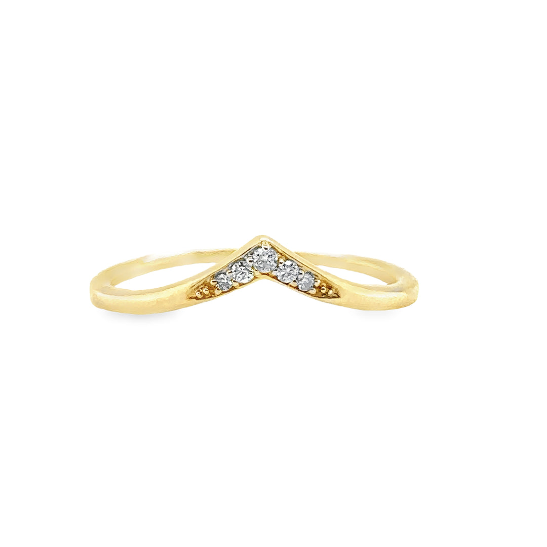 Diamond Chevron Yellow Gold Wedding stacking Band