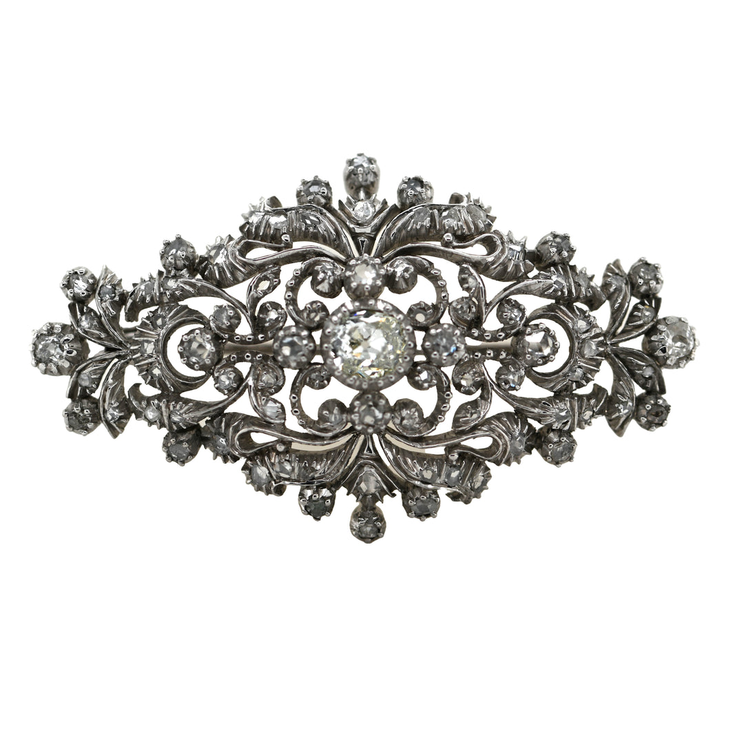 Mixed Metal Diamond Brooch