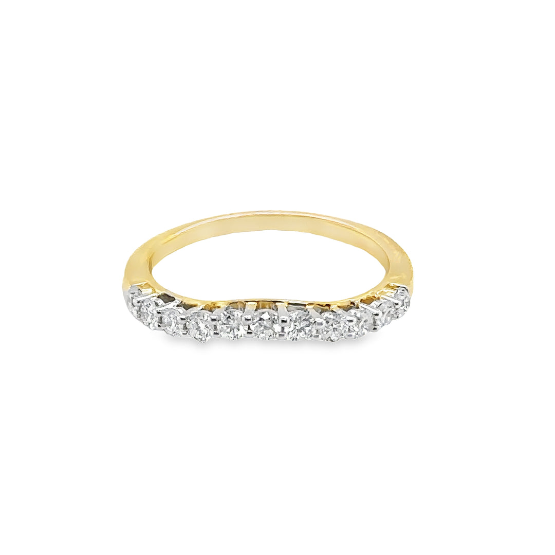 Diamond Curved Yellow Gold Anniversary Stacking Ring