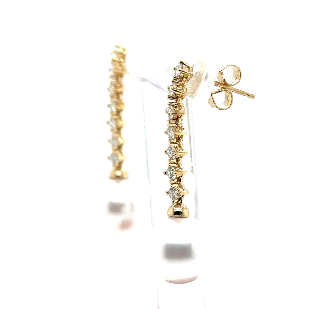 Pearl & Diamond Yellow Gold Drop Stud Earrings