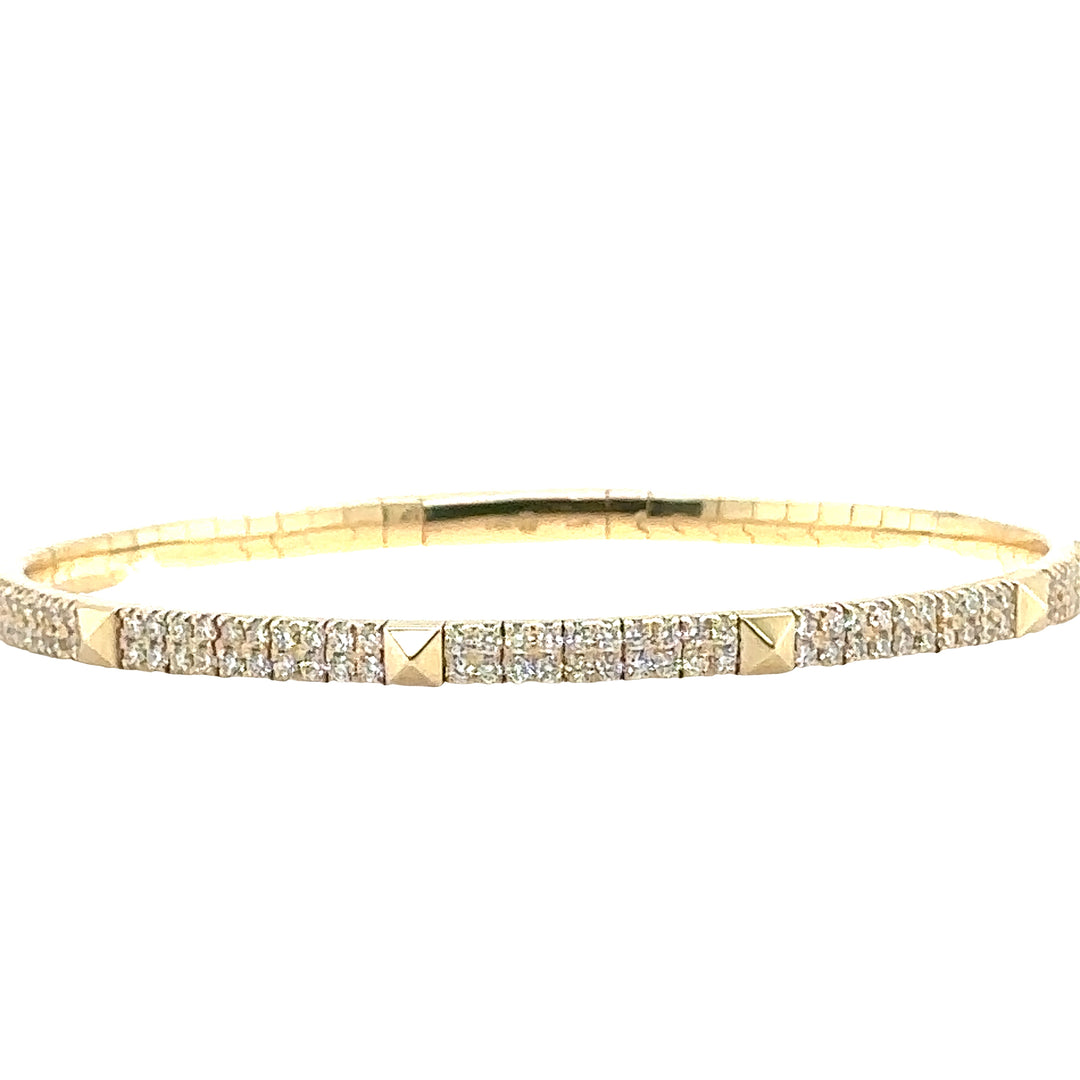 Yellow Gold Diamond Flex Bracelet with Pyramid Accents