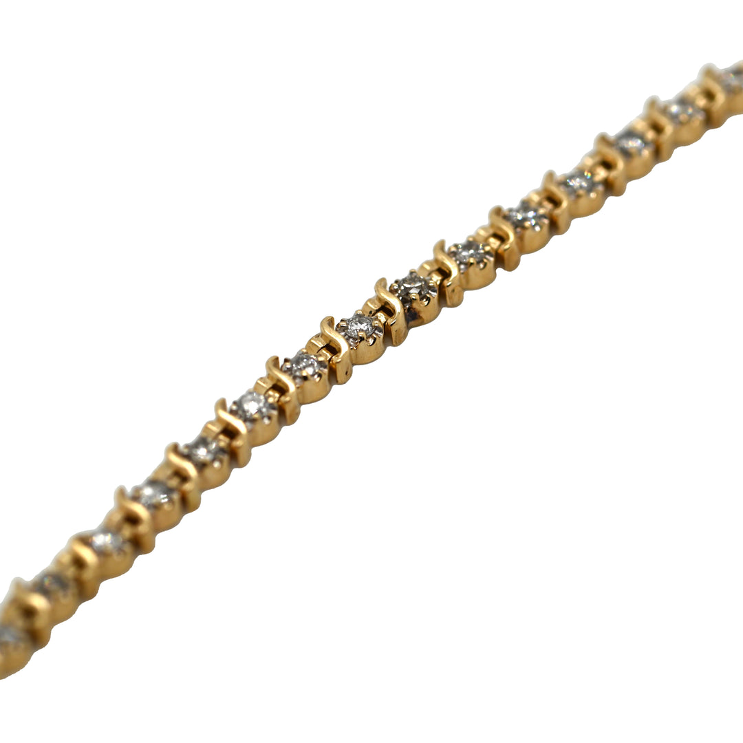 Yellow Gold Natural Diamond Tennis Bracelet