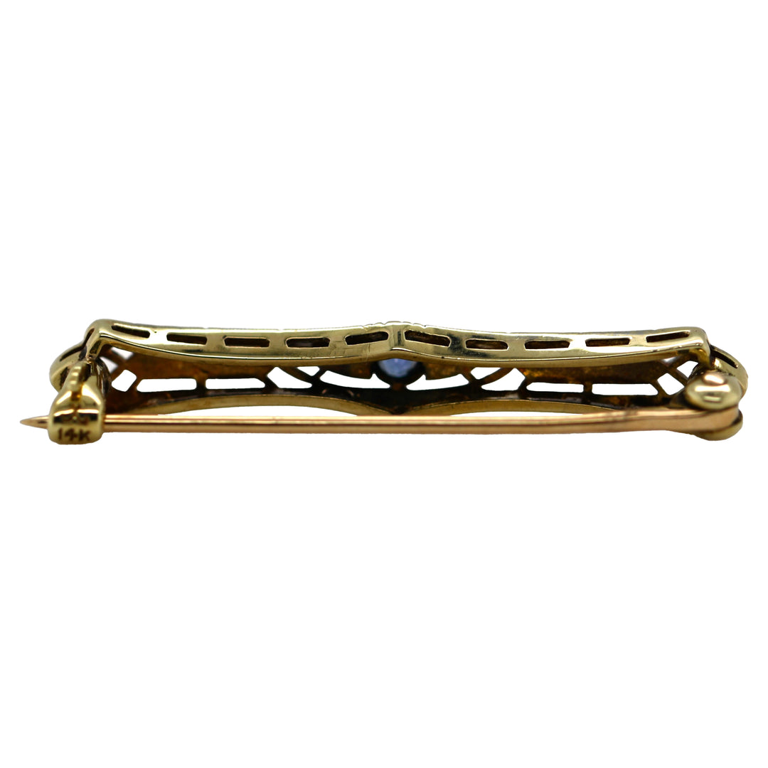 Antique Filagree Sapphire Brooch