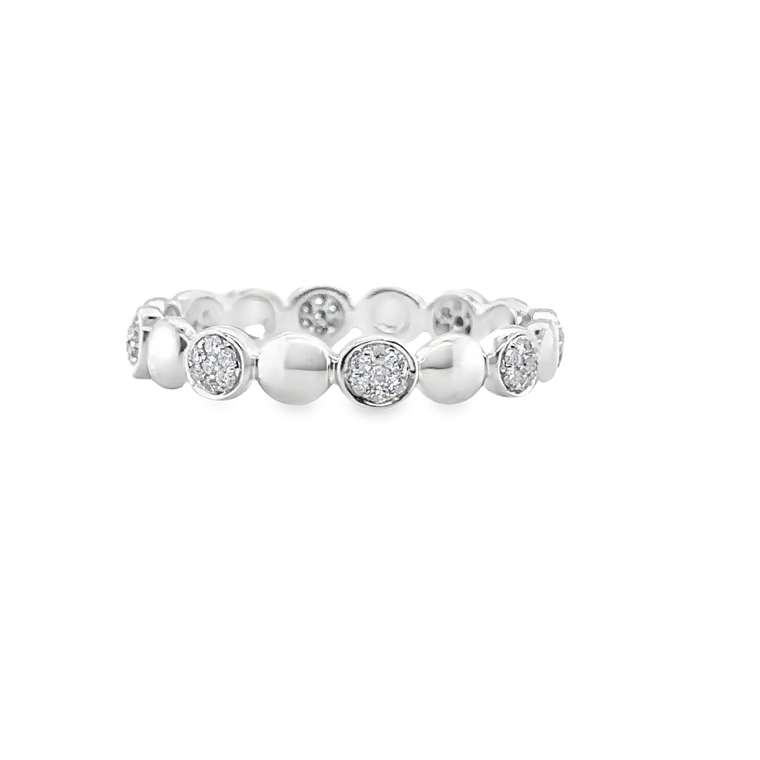 White Gold Diamond Bubble Pave Stacking Band