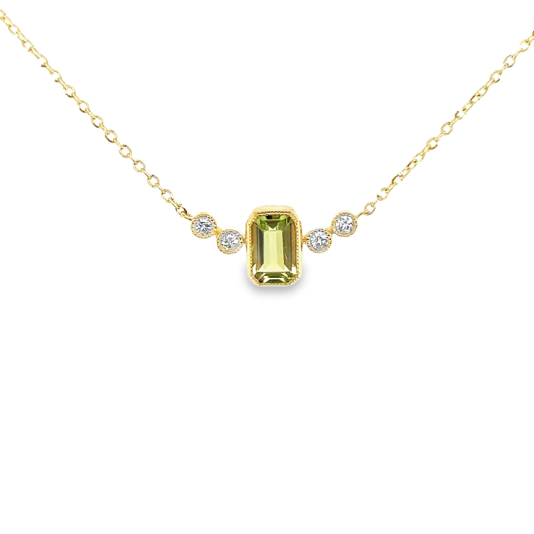 Peridot & Diamond Vintage Yellow Gold Necklace