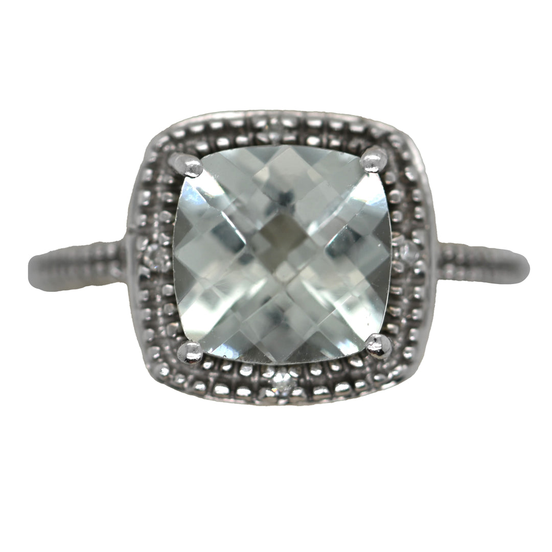 White Gold Praziolite Diamond Ring