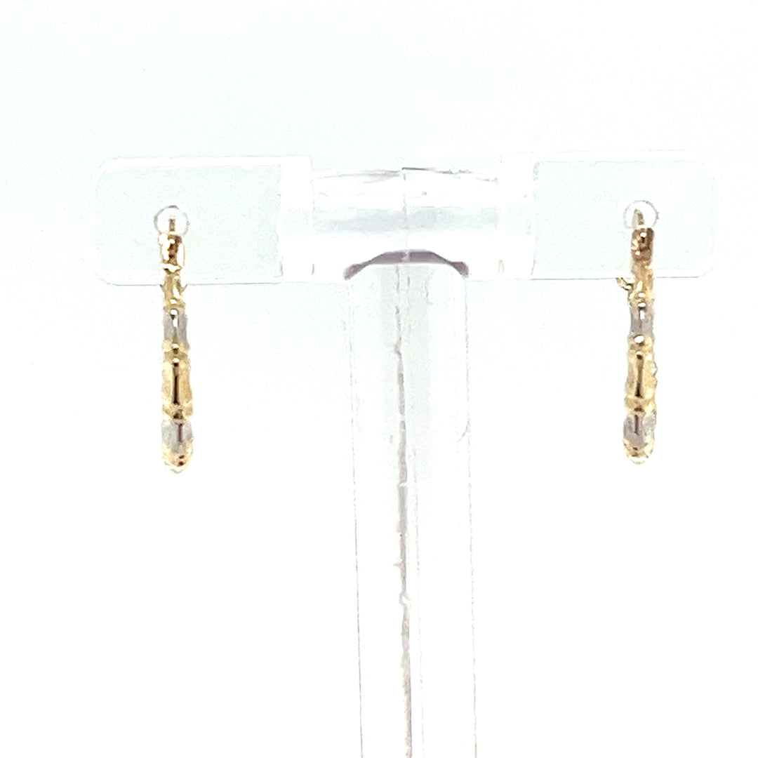 Two-Toned Gold Bamboo Huggie Hoop Earrings