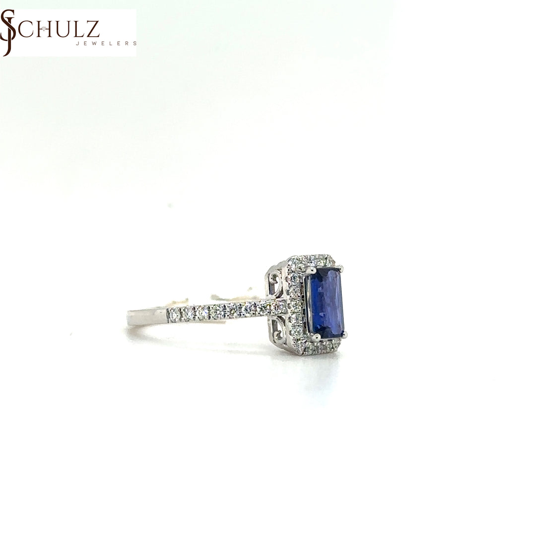 Blue Sapphire & Diamond Antique Ring