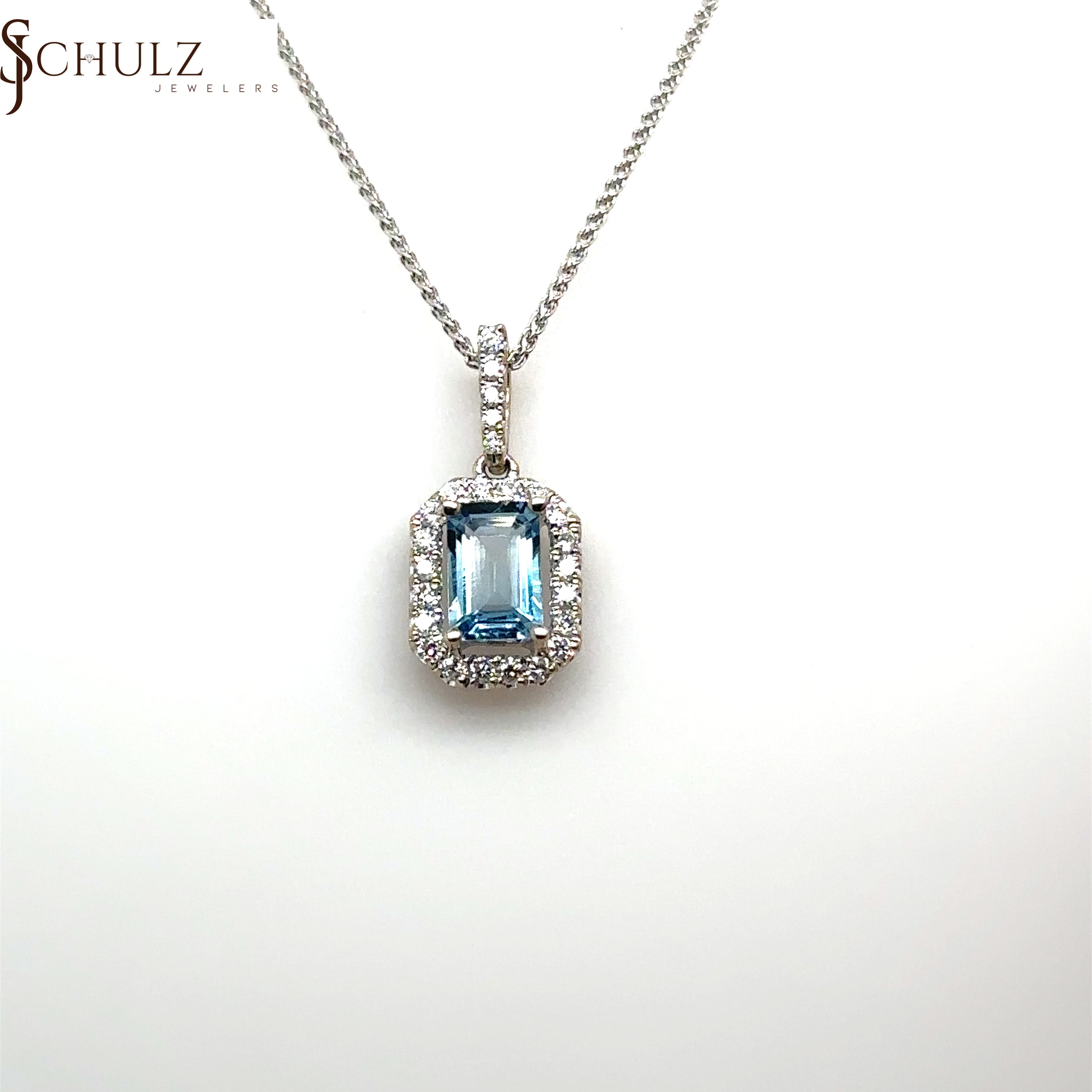 Emerald Cut Aquamarine & Diamond Necklace – Pico Jewelry