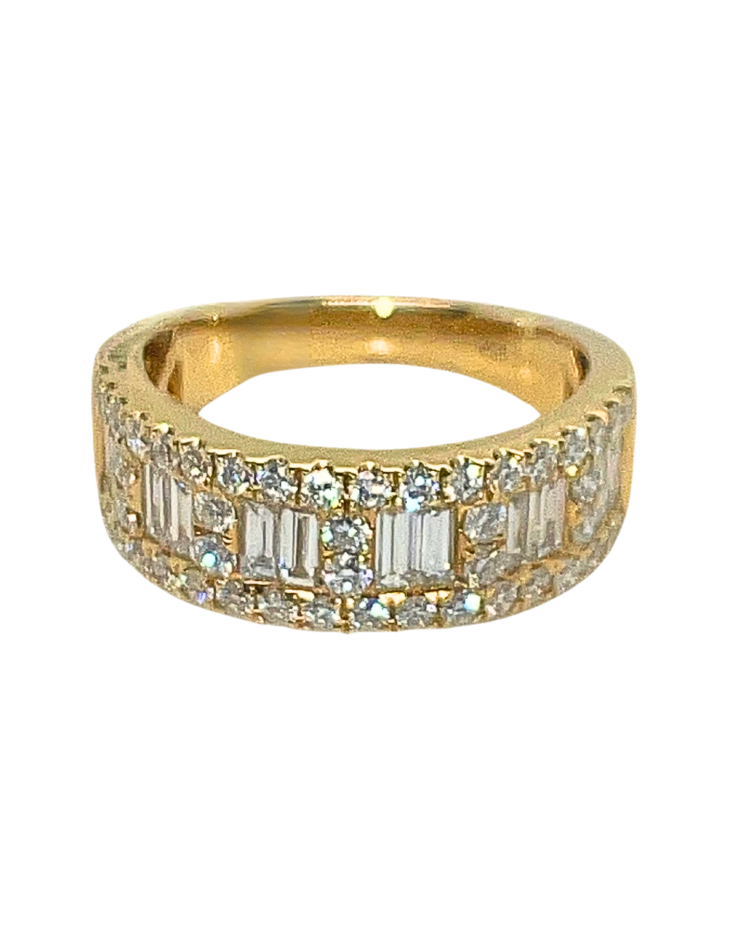 18K Yellow Gold Wide Rectangular Diamond Fashion