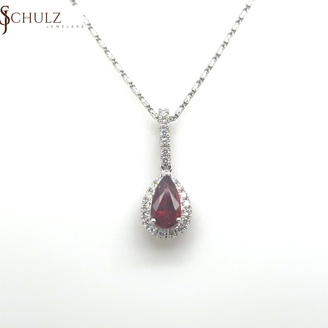 Ruby & Diamond Pear Pendant