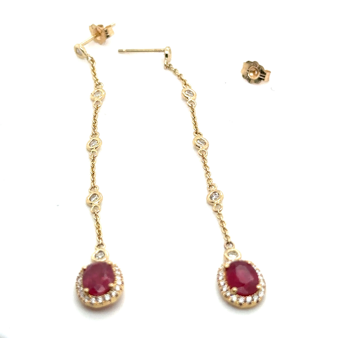Ruby & Diamond Dangle Earrings