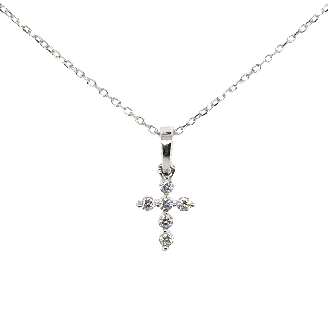 White Gold Diamond Dainty Cross Pendant