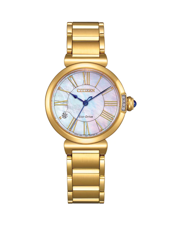 Gold-Toned Stainless Steel Women's Citizen Eco-Drive White Face Watch