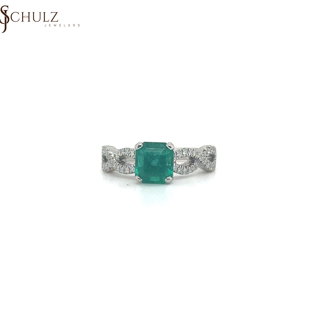 Emerald & Diamond Princess Cut Ring