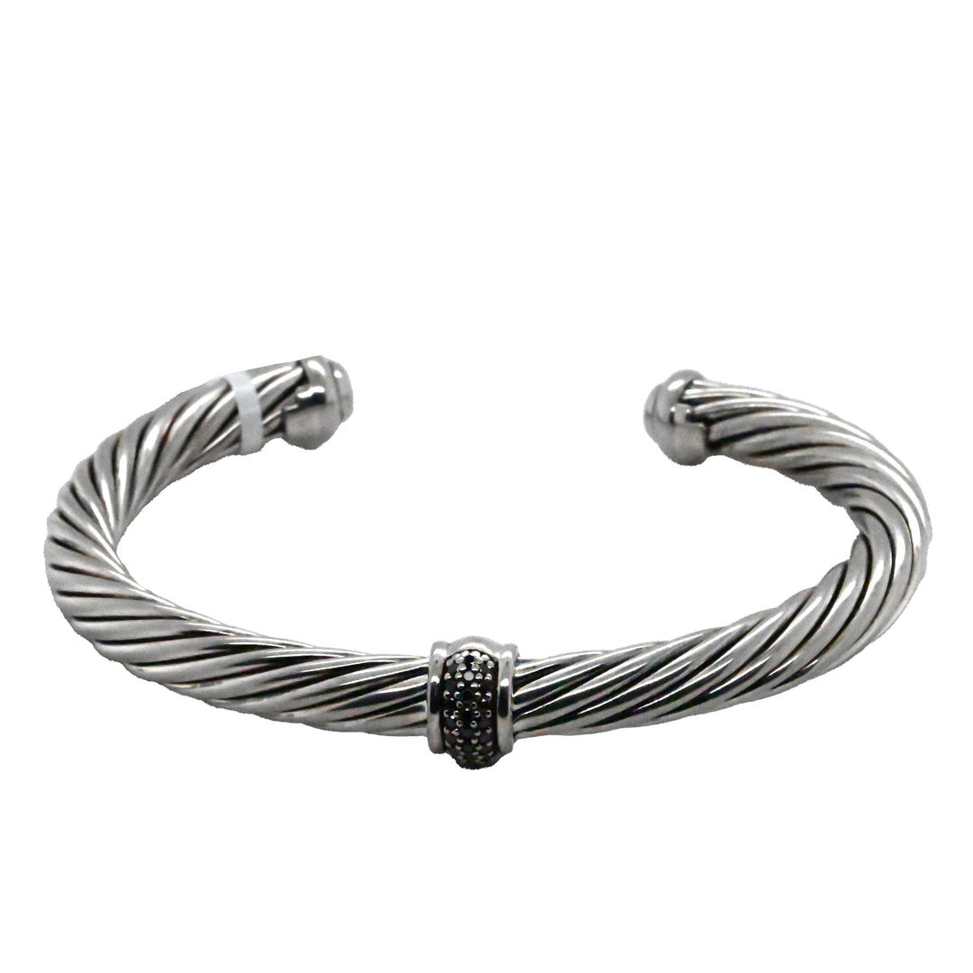 David Yurman Cable & Black Diamond Station Bracelet