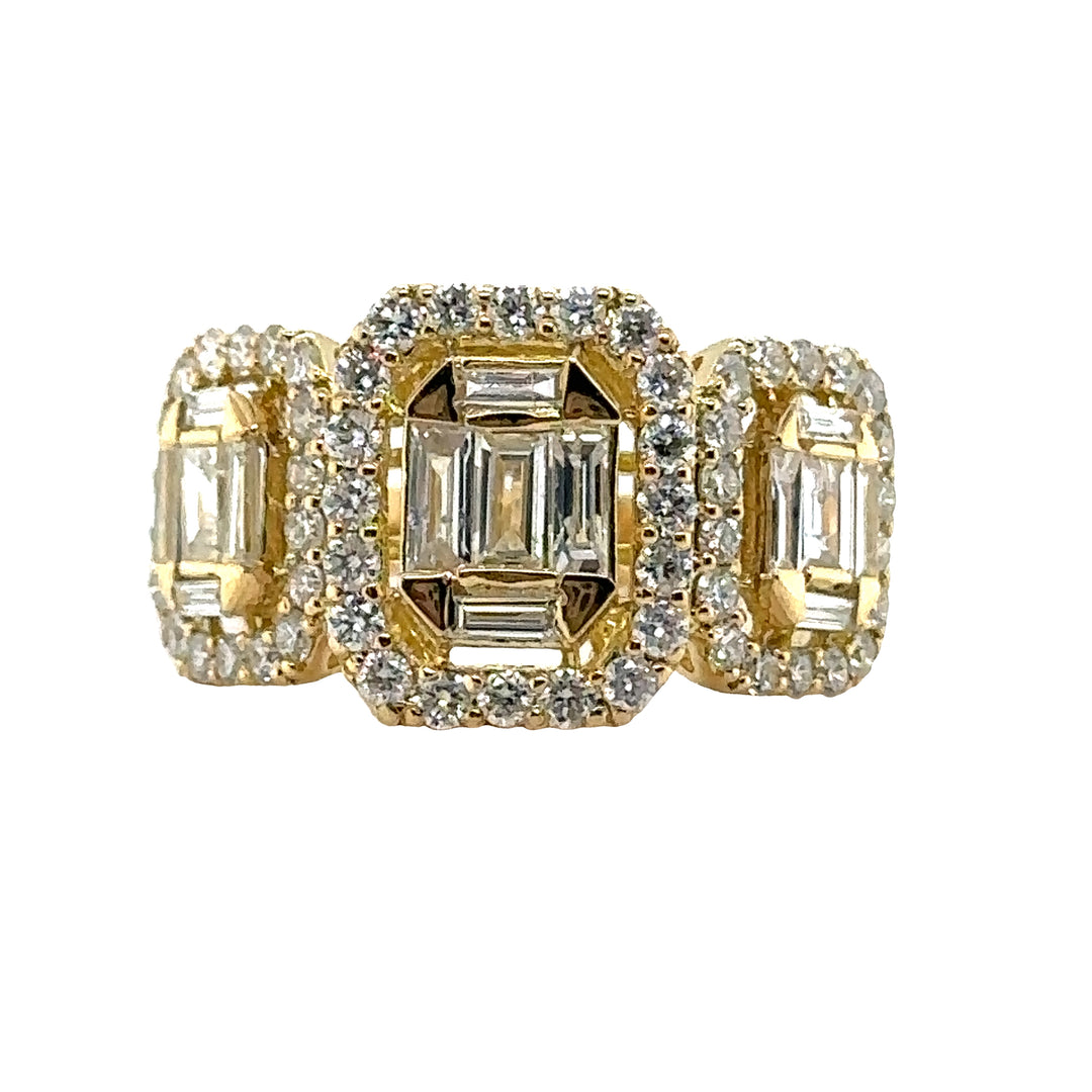 18K Yellow Gold 3-Stone Engagement Ring
