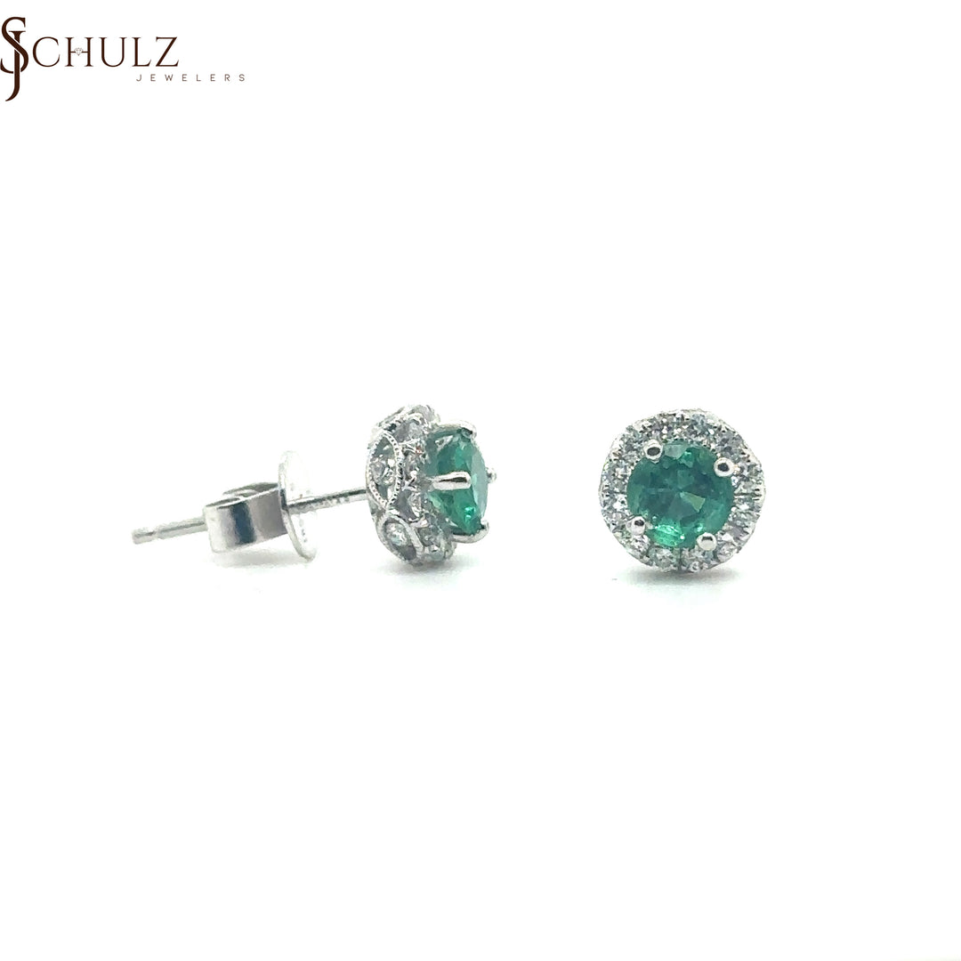 Emerald Diamond Colored Stone Studs