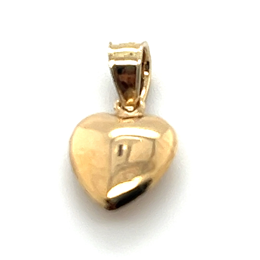 14K Gold Puff Hollow Heart Pendant with Bail