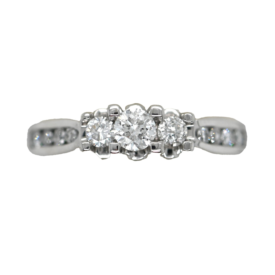 3-Stone Center Channel Shank Diamond Anniversary Ring