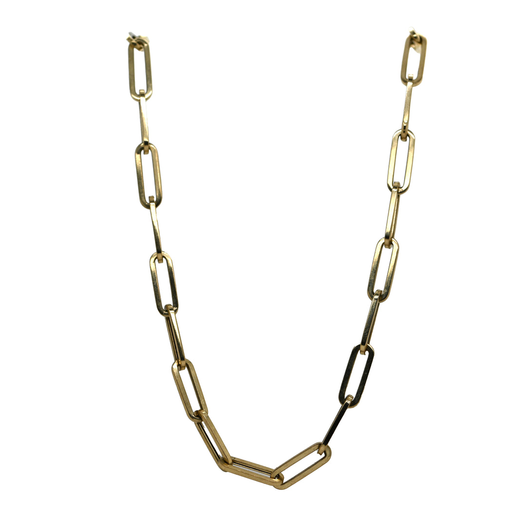 Yellow Gold Paper Clip Necklace 18"