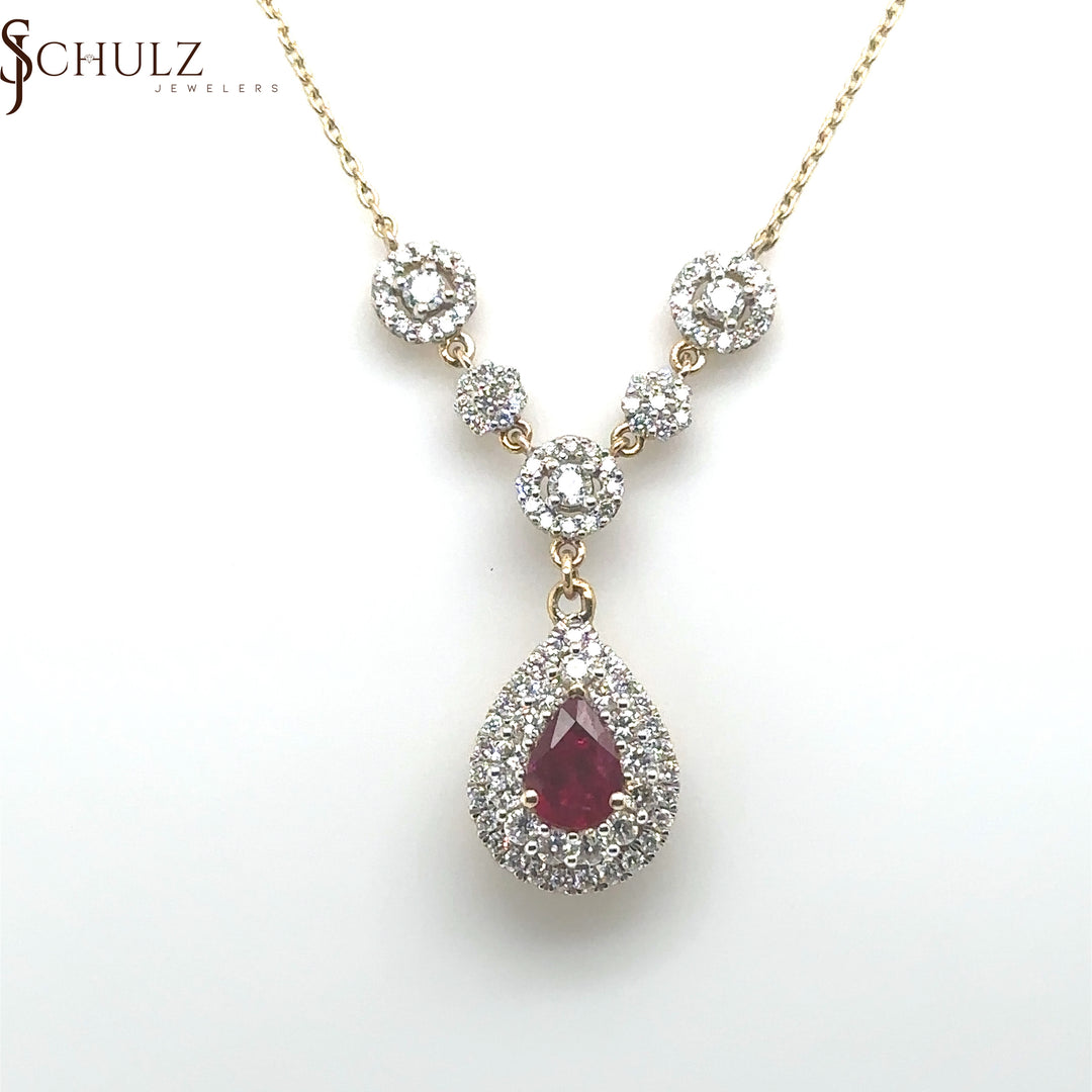 Ruby & Diamond Pear Necklace