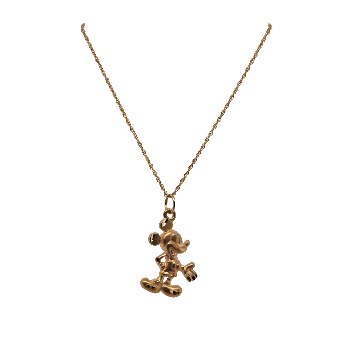 Gold Mickey Mouse Pendant & Singapore Chain
