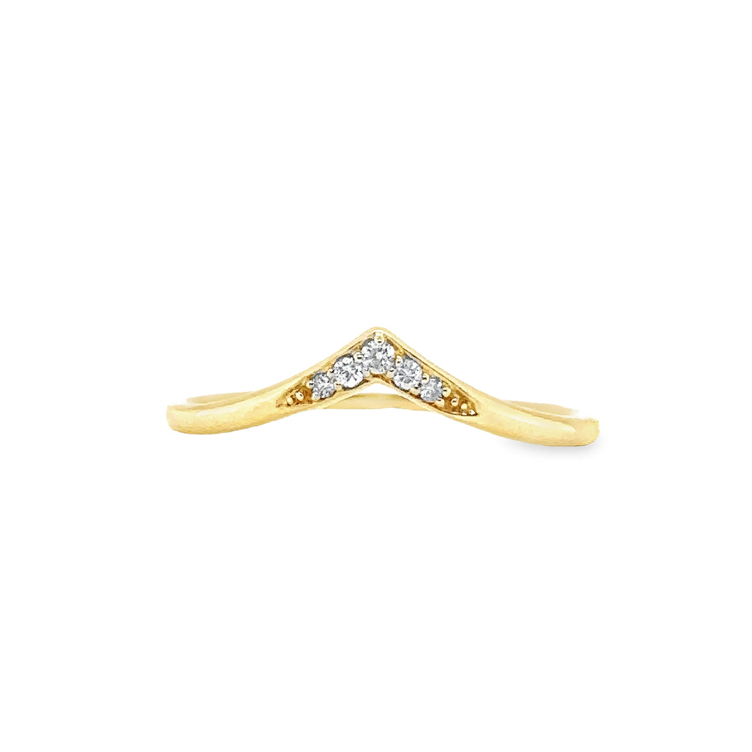 Diamond Chevron Yellow Gold Wedding stacking Band