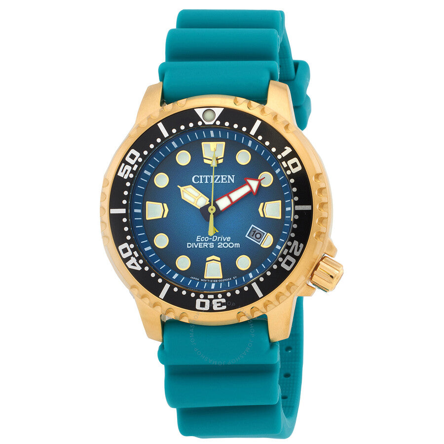 Gold Toned- Stainless Steel Women's Citizen Eco-Drive Blue Face Watch