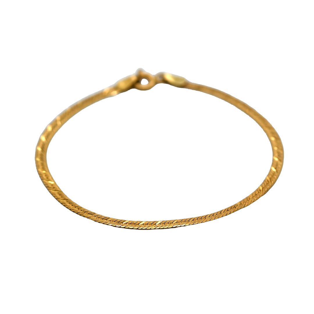 Gold Diagonal Herringbone Bracelet with Claw Clatch