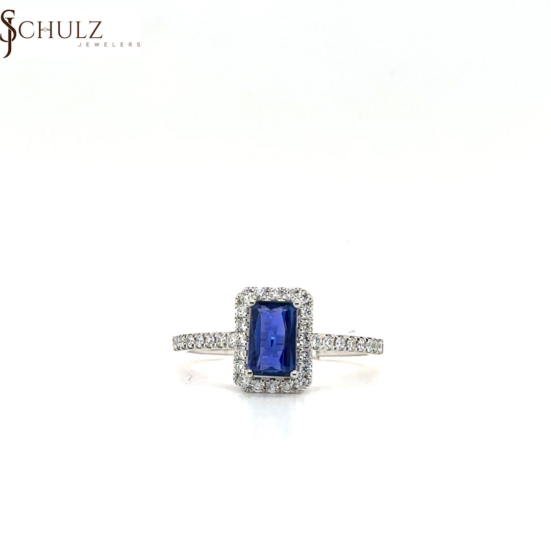 Blue Sapphire & Diamond Antique Ring