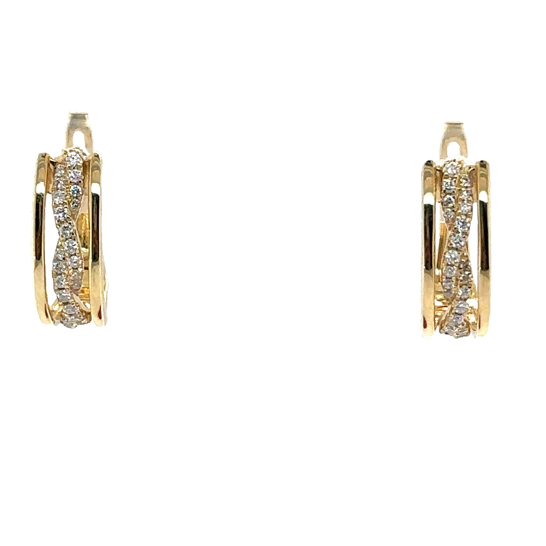 Yellow Gold & Diamond Hoop Earrings