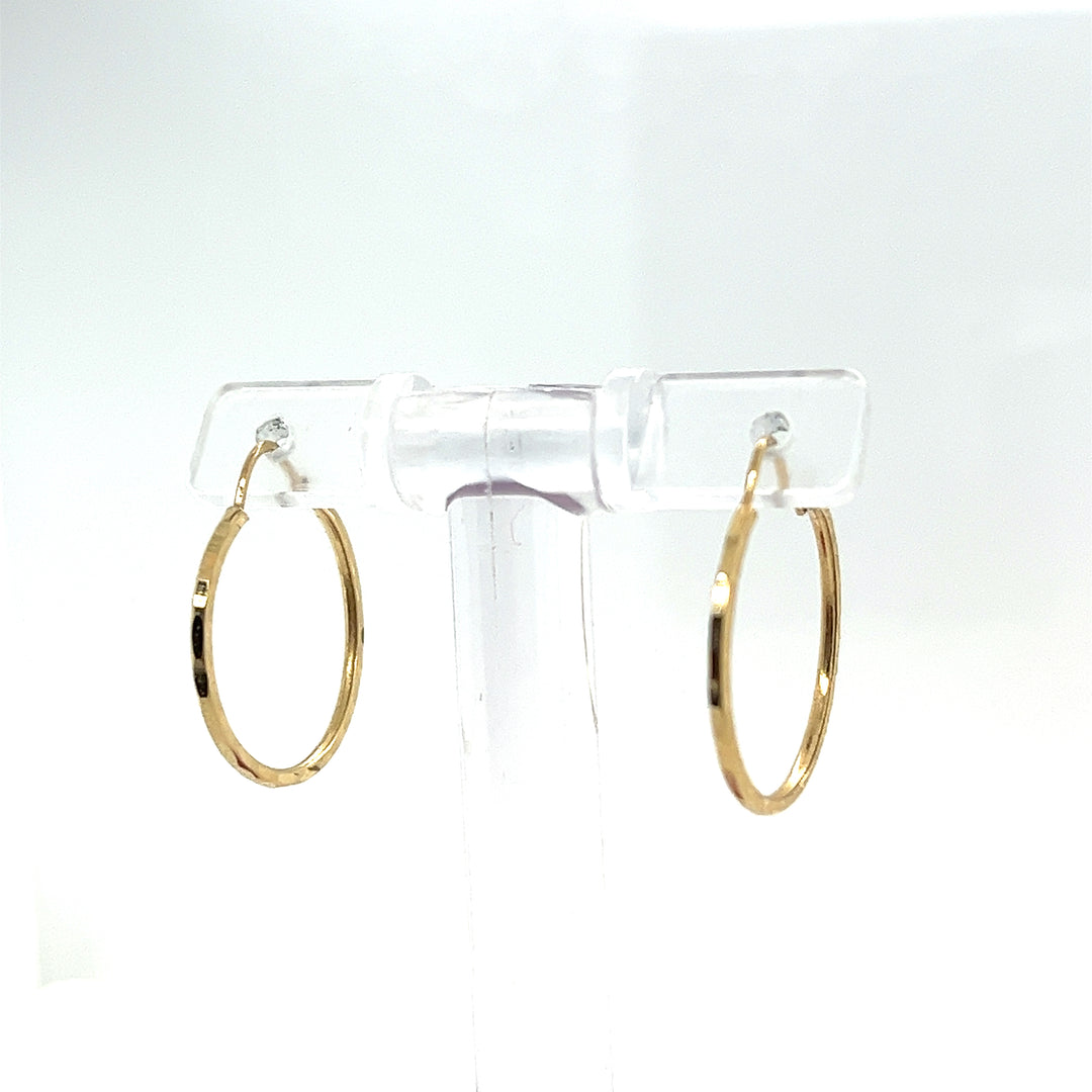 14K Gold Diamond Cut Hoop Earrings