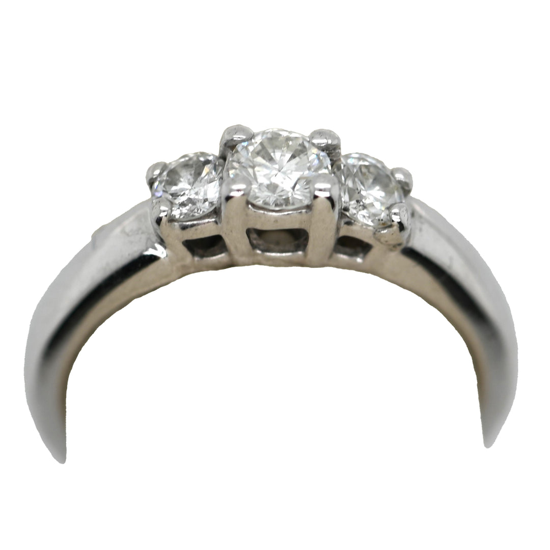 White Gold 3-Stone Basket Set Diamond Ring