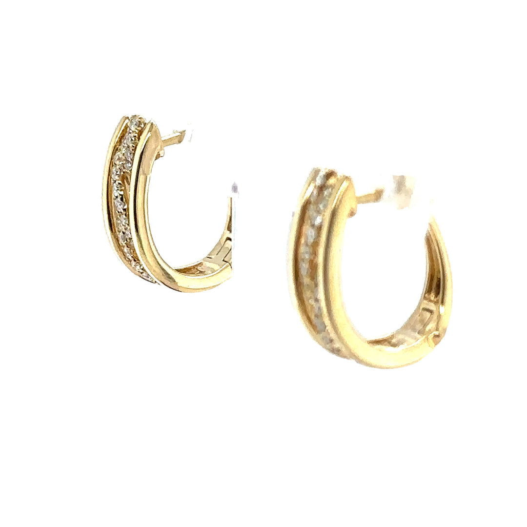 Yellow Gold & Diamond Hoop Earrings