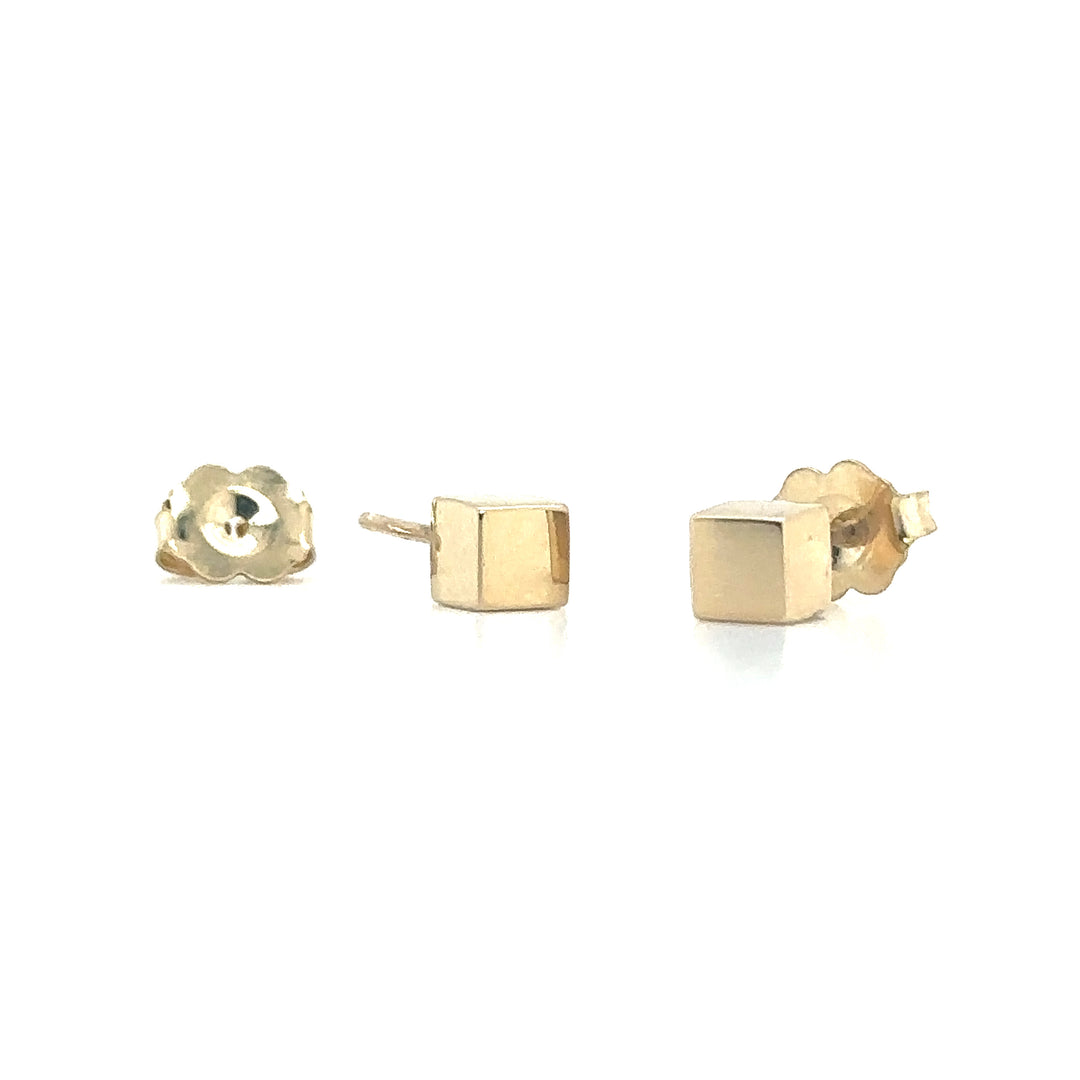 Yellow Gold Cube Studs