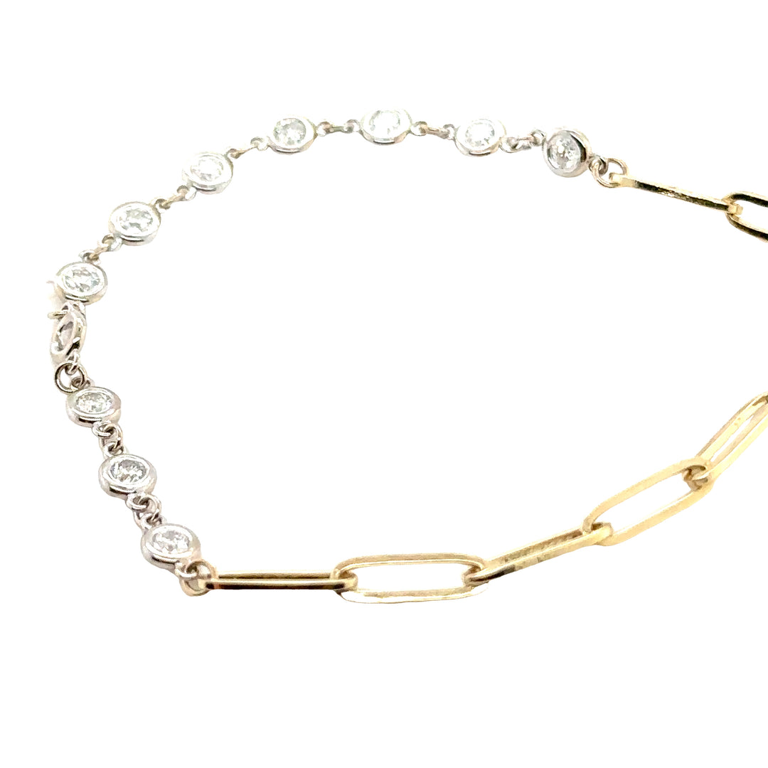 Diamond Yellow and White Gold Paperclip Bracelet