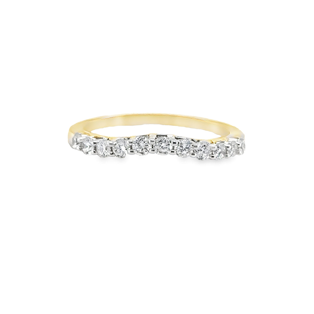 Diamond Curved Yellow Gold Anniversary Stacking Ring