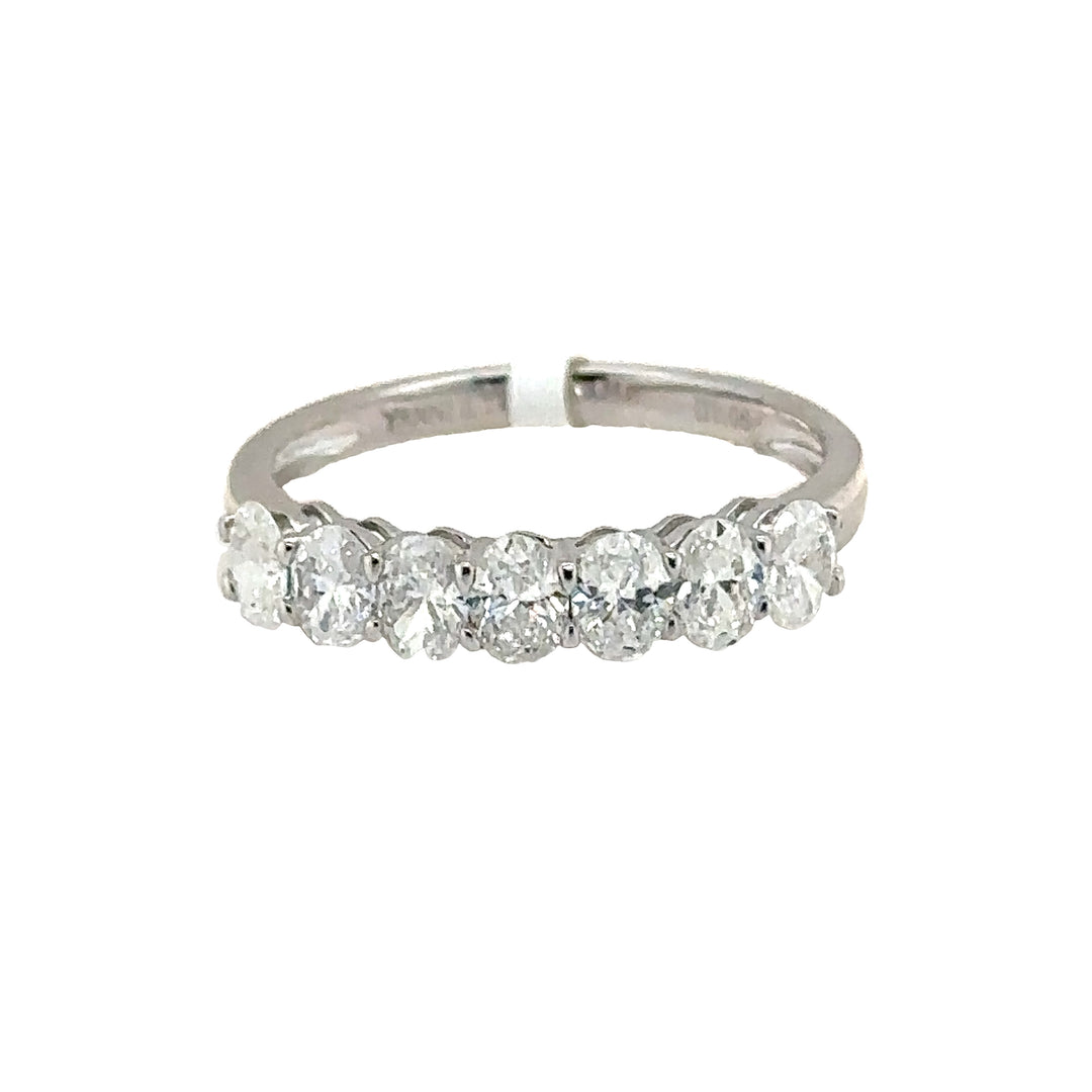 Seven Stone Oval Diamond White Gold Anniversary Band